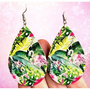 Flamingo Earrings Dangle Hooks New  Art Deco Las Vegas Florida Beach Cru…